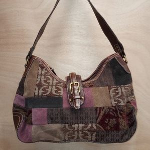 Fossil Vintage Leather Patchwork Hobo Shoulder Bag Vintage HandBag Medium.